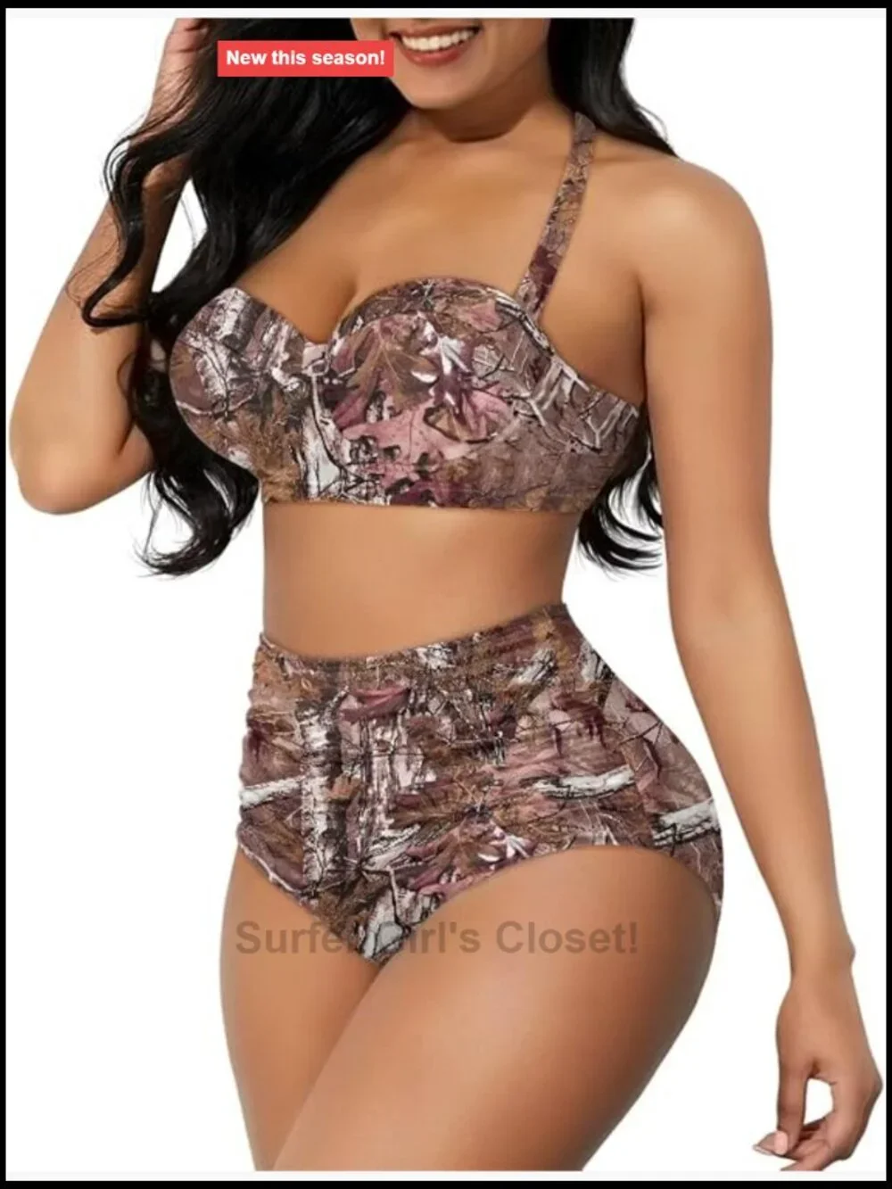Two Piece Bikini Set High Waist Tummy Control Push Up Ruched Ruffle